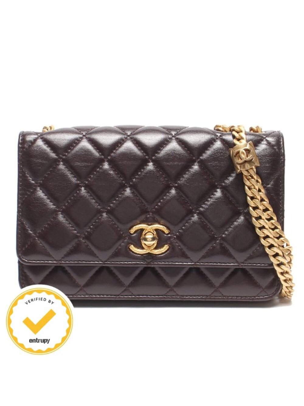 Chanel Chain Wallet Gold Quilted Lambskin Shoulder